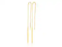 Shiels 9ct Yellow Gold Silver Filled Long Thread Bar Drop Earrings offer