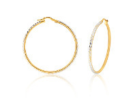 Shiels 9ct Yellow Gold Silver Filled 40mm Hoop Earrings with Diamond Cut Feature offer