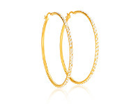 Shiels 9ct Yellow Gold Silver Filled 50mm Hoop Earrings with Diamond Cut Feature offer