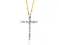Shiels 9ct Yellow Gold Silver Filled Cross with Crystals Stud Earrings offer