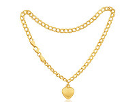 Shiels 9ct Yellow Gold Silver Filled Heart 27cm Curb Anklet offer