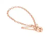 Shiels Silverfilled 9ct Rose Gold Heart Padlock 19cm Bracelet offer
