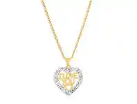 Shiels 9ct Yellow Gold Silver Filled Crystal I Love You Heart Pendant offer