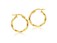 Shiels 9ct Yellow Gold 15mm Italian Made Twist Hoop Earrings offer
