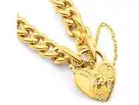 Shiels 9ct Yellow Gold Silver Filled Padlock 20cm Curb Bracelet offer