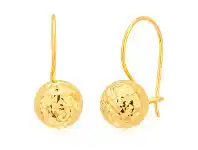 Shiels 9ct Yellow Gold 7mm Diamond Cut Euroball Earrings offer