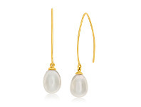 Shiels 9ct Yellow Gold Fresh Water Pearl Long Drop Earrings offer
