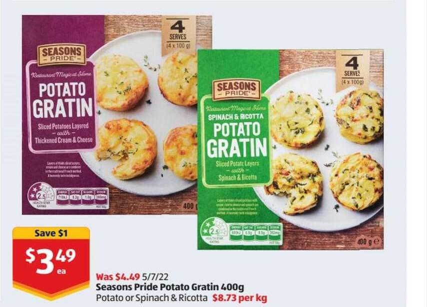 Seasons pride potato gratin offer at ALDI