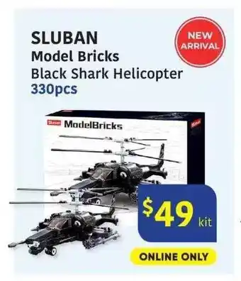 Sluban model bricks black shark helicopter