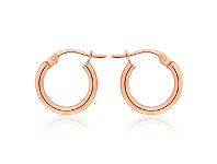 Shiels 9ct Rose Gold Plain 10mm Hoop Earrings European Made offer