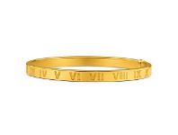 9ct Yellow Gold Silver with Roman Numeral Filled Bangle 65mm wide