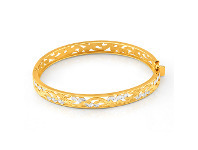 Shiels 9ct Yellow Gold & White Gold Fancy Oval Bangle offer