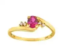 Shiels 9ct Yellow Gold Created Ruby + 4 Cubic Zirconia Ring offer