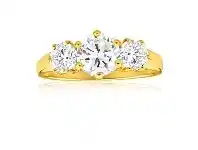 Shiels 9ct Charming Yellow Gold Cubic Zirconia Trio Ring offer