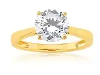 Shiels 9ct Yellow Gold Zirconia Brilliant Cut Solitaire Ring offer