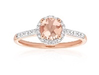 Shiels 9ct Rose Gold Morganite 6mm and Diamond Halo 0.14ct Ring offer