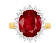 Shiels Natural Enhanced 8-8.75ct Ruby and Diamond Ring in 9ct Yellow Gold offer