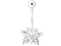 Shiels Sterling Silver Belly Bar Zirconia Butterfly offer