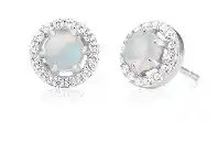 Shiels Sterling Silver Created White Opal and Cubic Zirconia Stud Earrings offer