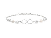Shiels Sterling Silver Infinity and Simulated Pearl Fancy Bracelet 19cm offer