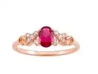 Shiels Rose Gold Plated Sterling Silver Created Ruby + Cubic Zirconia Ring offer
