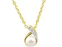 Shiels 9ct Yellow Gold Gorgeous Diamond + Pearl Pendant offer