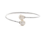 Shiels Sterling Silver Rhodium Plated Simulated Pearl Bangle offer