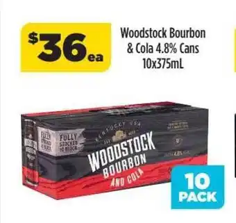Liquorland Woodstock bourbon & cola 4.8% cans 10 offer