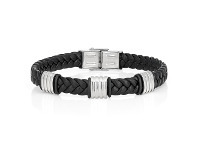 Shiels Stainless Steel Black Leather Bracelet offer