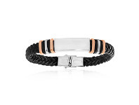 Shiels Forte Stainless Steel Leather 19.5cm Fancy Bracelet offer