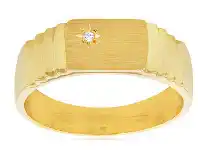 Shiels 9ct Yellow Gold Zirconia Gents Signet Ring offer