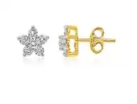 Shiels Luminesce Lab Grown 9ct Yellow Gold 1/2 Carat Diamond Stud Earrings with 12 Diamonds offer