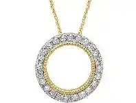 Shiels Luminesce Lab Grown 9ct Yellow Gold 0.10 Carat Diamond Circle of Life Pendant offer