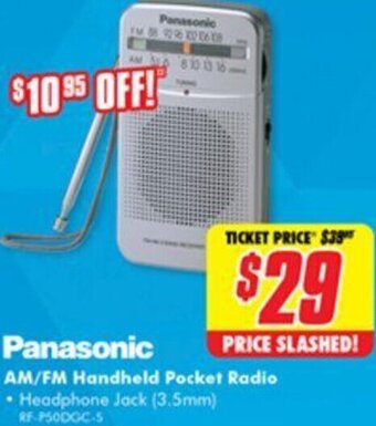 The Good Guys Panasonic AM/Fm Handheld Pocket Radio offer