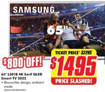 The Good Guys 65" LS01B 4K Serif QLED Smart TV 2022 offer