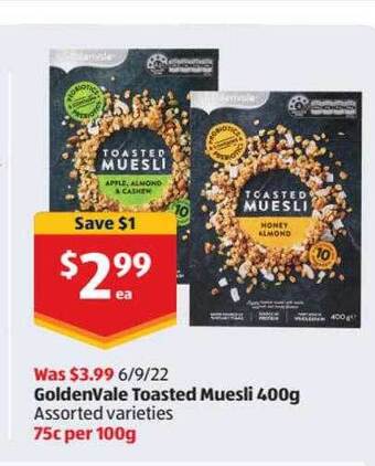 ALDI Goldenvale toasted muesli offer