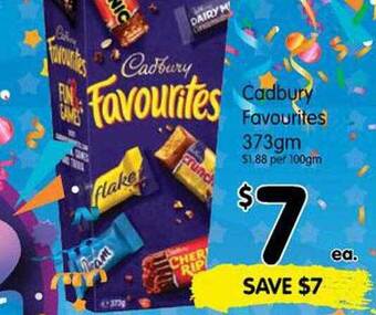 Spar Cadbury favourites 373gm offer