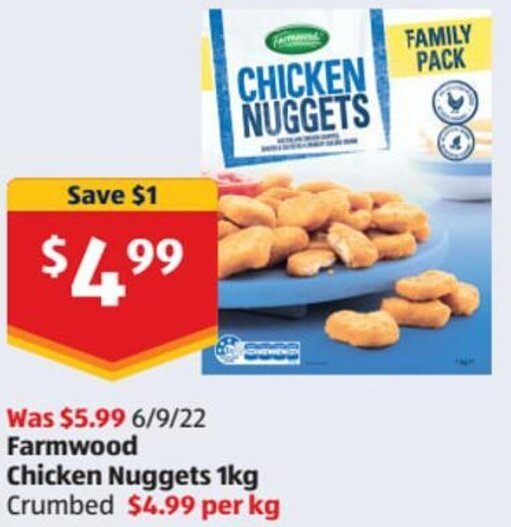 Farmwood Chicken Nuggets 1Kg offer at ALDI