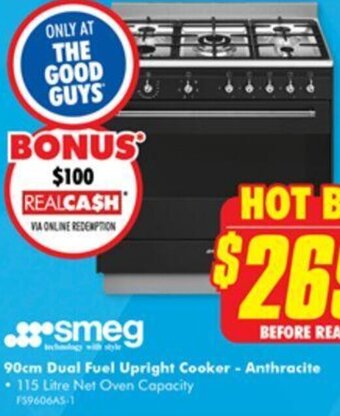 The Good Guys 90cm Dual Fuel Upright Cooker - Anthracite offer