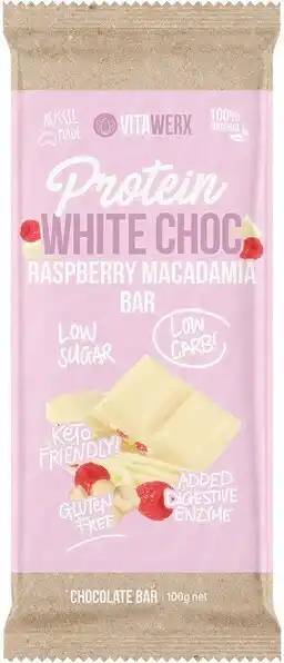 healthylife Vitawerx protein chocolate bar raspberry macadamia, 100g offer