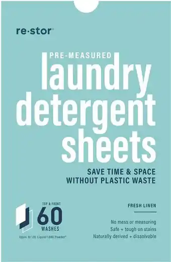 healthylife Restor laundry detergent sheets fresh linen, 60 sheets/washes offer