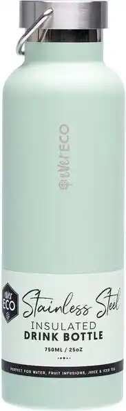 Ever eco insulated stainless steel drinkbottle sage, 750ml