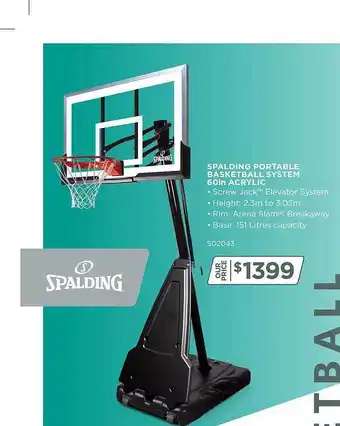 Sportspower Spalding portable basketball system 60 in acrylic offer