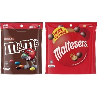 IGA Maltesers, pods or m&m's share bag 280-380g selected varieties offer