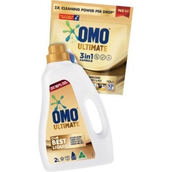 IGA Omo laundry liquid 2 litre, powder 2kg or capsule 28 pack selected varieties offer