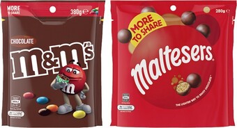 IGA Maltesers, pods or m&m's share bag 280-380g selected varieties offer
