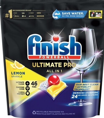 IGA Finish quantum ultimate pro lemon sparkle dishwasher tablets 46 pack or 0% 48 pack offer