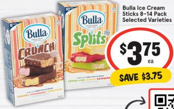 IGA Bulla Ice Cream Sticks 8-14 Pack Selected Varieties offer