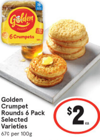 IGA Golden Crumpet Rounds 6 Pack Selected Varieties offer