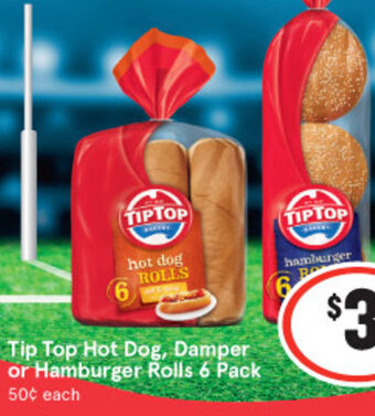 IGA Tip Top Hot Dog, Damper or Hamburger Rolls 6 Pack offer